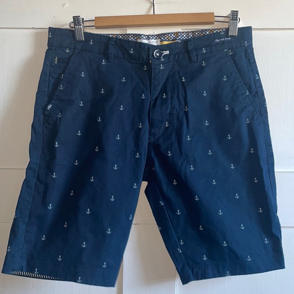 Denim & Flower Other - Denim & Flower Navy Blue Anchor Casual Shorts